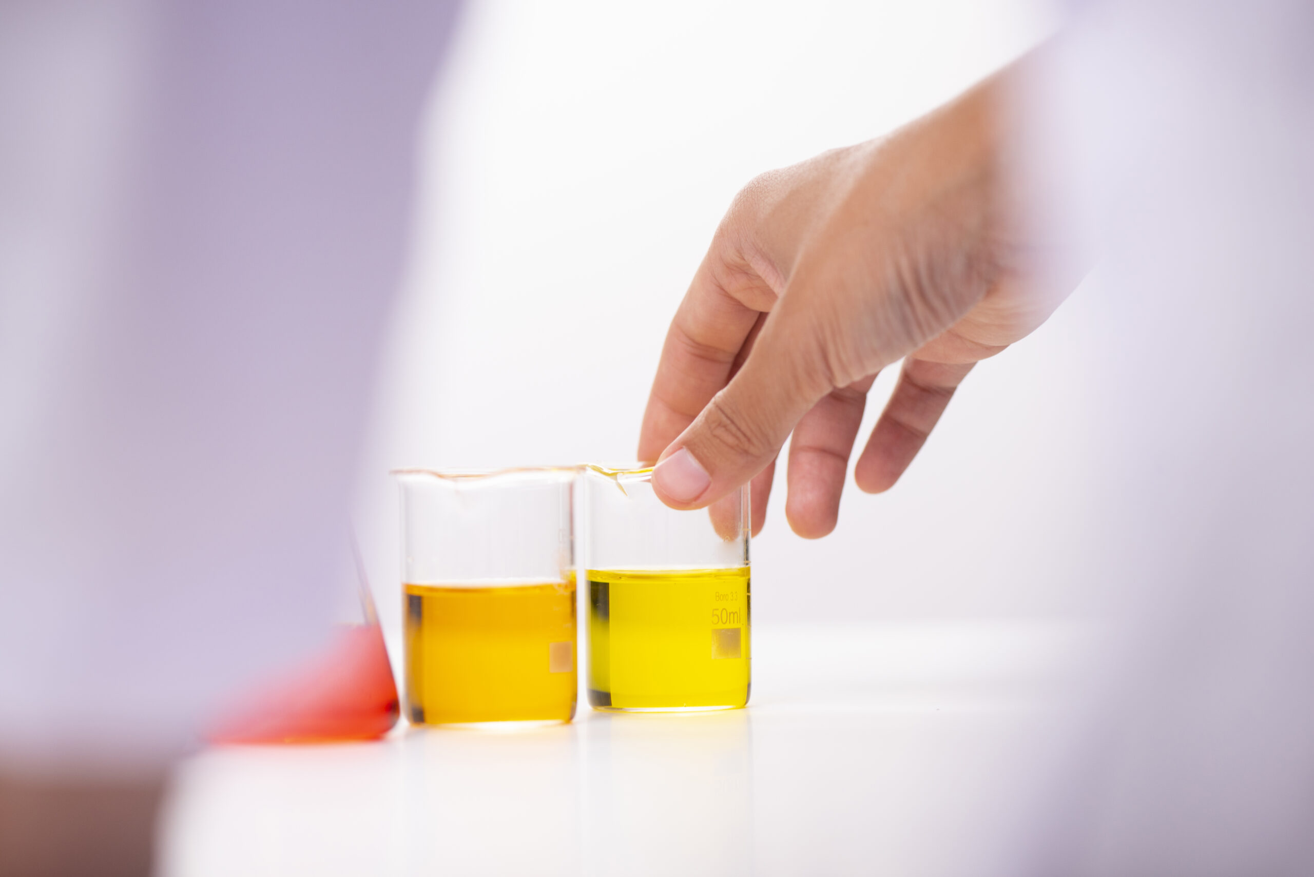 flask of water solution in science laboratory